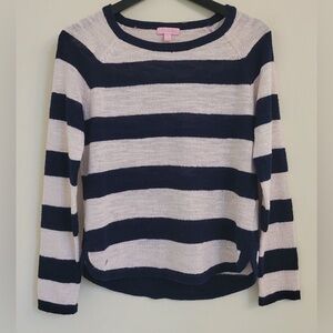 Lilly Pulitzer Navy and white striped pullover lightweight sweater